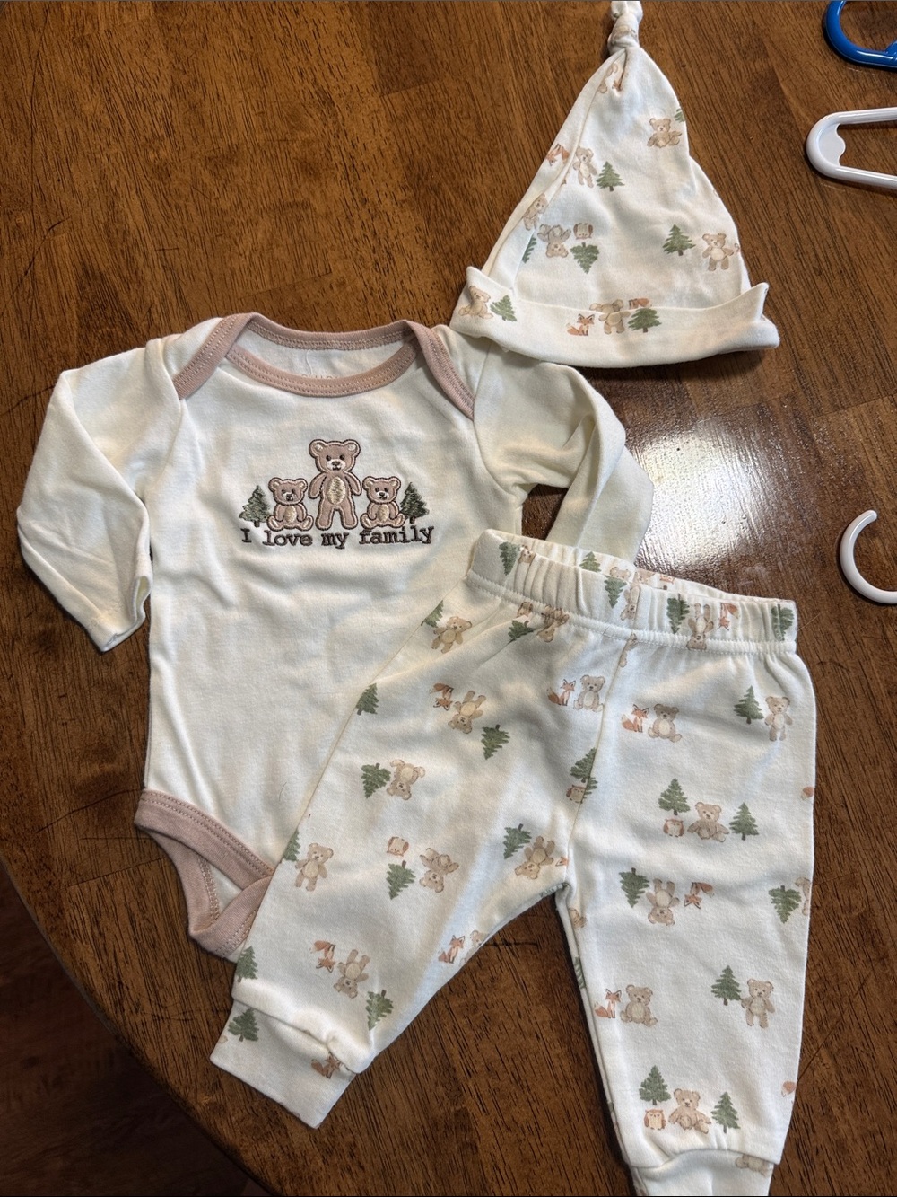 chick pea Cream and Tan Bear Family 3-Piece Matching Set